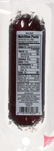 Old Wisconsin Premium Summer Sausage, 100% Natural Meat, Charcuterie, Ready to Eat, High Protein, Low Carb, Keto, Gluten Free, Beef Flavor, 8 Ounce