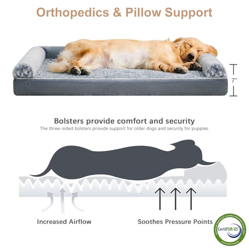 BFPETHOME Dog Beds for Large Dogs, Orthopedic Dog Bed for Medium Large Dogs,Big Waterproof Couch Pet Bed with Removable Washable Cover