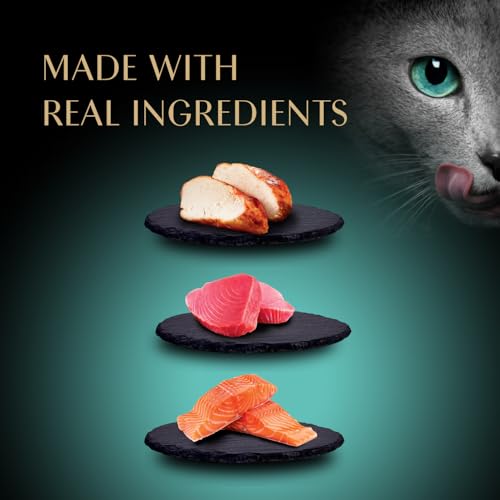 Sheba Premium Puree Cat Treats Lickable Roasted Chicken Flavor, Smoked Salmon Flavor, and Seared Tuna Flavor, 0.49 oz. Tubes, 48 Count