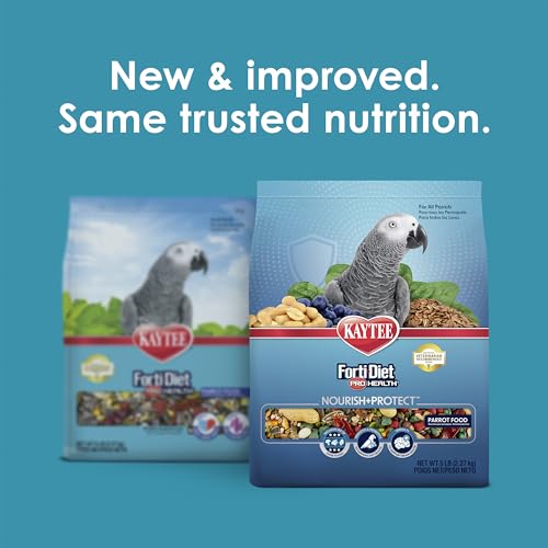 Kaytee Forti-Diet Pro Health Nourish+Protect Parrot Food, Comprehensive Nutrition Backed by Science, Digestive Health, Immune Support, 5 pounds