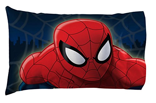 Jay Franco Kids Sheet Set with Fitted, Flat Sheets & Pillow Cover - Ultra-Soft Bedding with Pillowcase for Room Decor, Blue - Spiderman, 3 Piece Twin