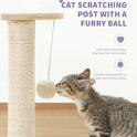 Made4Pets Cat Scratching Post Cat Scratcher Kitten Toys for Indoor Cats Wooden Ball Track Two-Layer Modern Sisal 17.7" Tall Scratch Post Interactive Toy with Dangling Ball