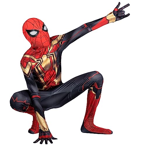MARVEL Integrated Spider-Man Official Youth Deluxe Zentai Costume - Stretch Spandex with Hidden Zippers and Wrist Slits