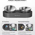 PETKIT 304 Stainless Steel Elevated Cat Bowls&Dog Bowls,Raised Cat Food and Water Bowl Set, Non-Slip, Anti Vomiting 15°Tilted Cat Small Animal Plate