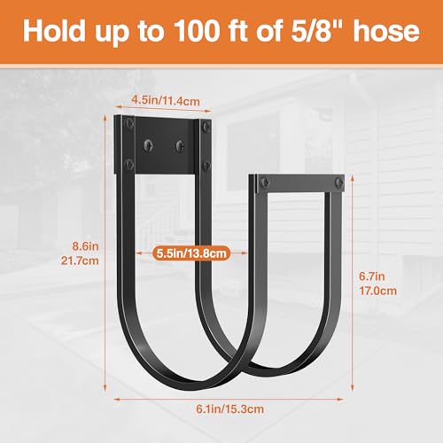 Garden Hose Holder Wall Mount - Metal Water Hose Hanger for Outside, Durable Hook for Garden, Garage, or Yard Storage