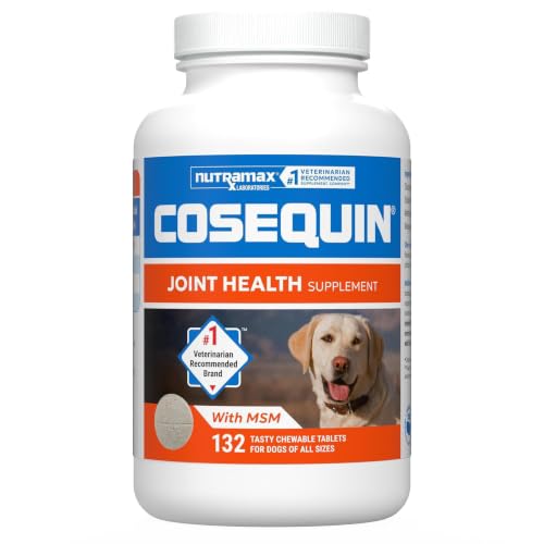 Nutramax Cosequin Joint Supplement for Dogs, Chewable Tablets, 132ct | Glucosamine + Chondroitin for Dogs with MSM, Supports Healthy Joints, All Breeds & Sizes, All Ages