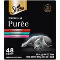 Sheba Premium Puree Cat Treats Lickable Roasted Chicken Flavor, Smoked Salmon Flavor, and Seared Tuna Flavor, 0.49 oz. Tubes, 48 Count