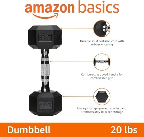 Basics Rubber Hex Dumbbell Hand Weight