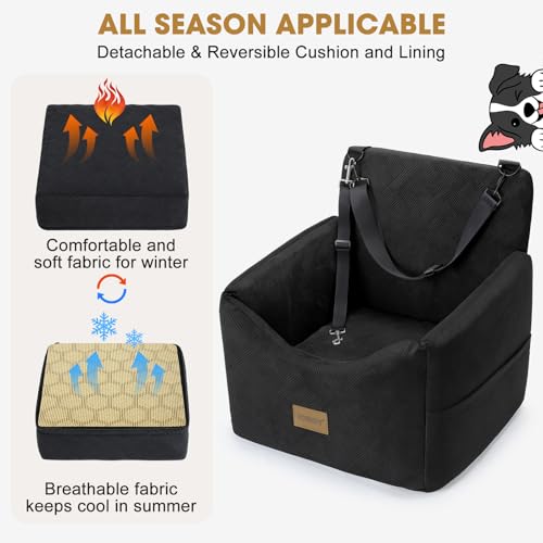 JOEJOY Dog Car Seats for Small Medium Dogs Under 35lb, Black