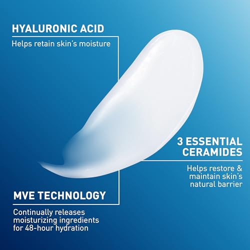 CeraVe Daily Moisturizing Lotion for Dry Skin, Body Lotion & Face Moisturizer with Hyaluronic Acid and Ceramides, Daily Moisturizer, Fragrance Free, Oil-Free, 19 Ounce