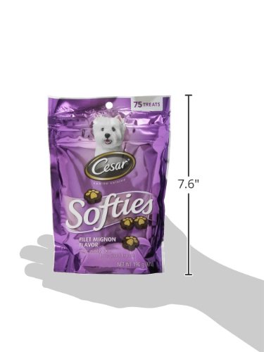 Cesar Softies Chewy Small Dog Treats Filet Mignon Flavor, 6.7 oz. Pouch (75 Treats), Pack of 8