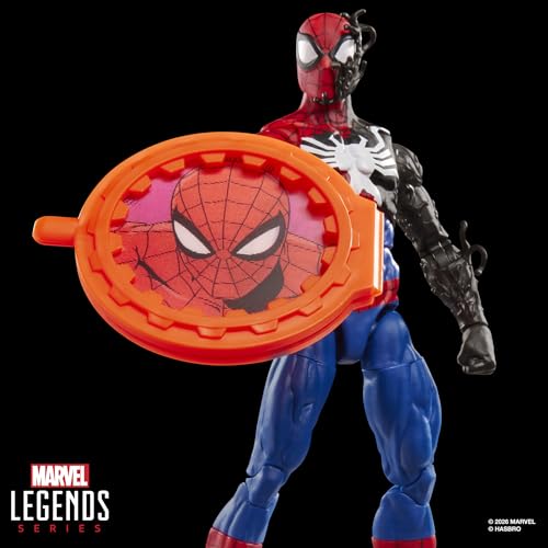 Marvel Legends Series Secret Wars Spider-Man (Alien Costume), Retro Comics Collectible 6 Inch Action Figure with Lenticular Shield
