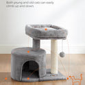 Feandrea Cat Tree, Small Cat Tower with Sisal Scratching Post, Plush Condo with Padded Perch, for Small Spaces, Kittens, Light Gray UPCT50W