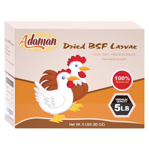 Adaman Dried Black Soldier Fly Larvae 5 LBS-100% Natural BSF Larvae-More Calcium Than Dried Mealworms High-Protein Chickens Treats, Food for Birds, Ducks, Layer Hens