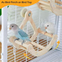 Bird Perch Toy, Interactive Rocking Parakeet Toys and Perches, Wooden Exercise Wheel Cockatiel Toys, Intelligence Puzzle Birds Enrichment Toy for Parrot, Bird Cage Accessories Perch for Budgies Conure