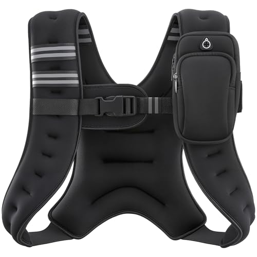 ZELUS Weighted Vest, 6lb/8lb/12lb/16lb/20lb/25lb/30lb Weight Vest with Reflective Stripe for Workout, Strength Training, Running, Fitness, Muscle Building, Weight Loss, Weightlifting