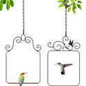 PACETAP Hummingbird Swings and Perches Metal Frame 2 Pack, Wild Bird Swing Outdoor Bird Perch with Wooden Dowel and 2 Hanging Chain for Hanging Indoor, Outdoor, Trunk, Lawn, Patio, Garden (Black)