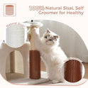 Cat Tree 32 Inches Small Cat Tree for Large Cats Adult Cat Tower with Scratching Post,15.7”Large Hammock and Self Groomer, and Removable Top Perch and Wide Condo for Indoor Cats-Beige