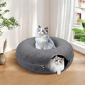 Cat Caves for Indoor Cats, Large Cat Tunnel for Multiple & Large Cats, Scratch Detachable Peekaboo Cat Cave Bed, Kitten Donut Kitty Hideaway Up to 45 Lbs
