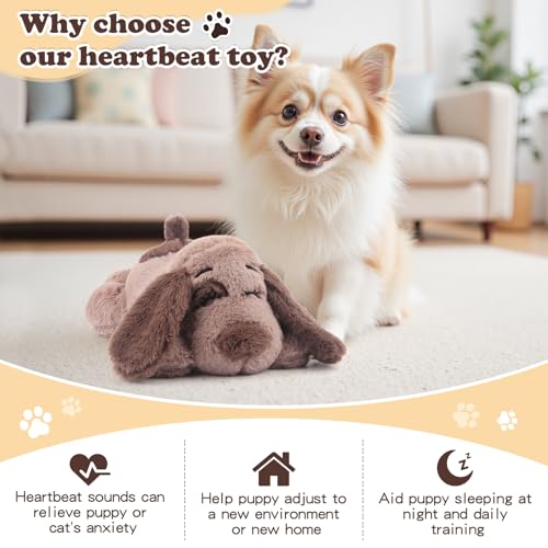BEVERLYSHARK Beverly Shark Puppy Heartbeat Toy Dog Anxiety Relief Calming Aid Puppy Heartbeat Stuffed Animal Behavioral Training Sleep Aid Comfort Soother Plush Toy for Puppies Cats