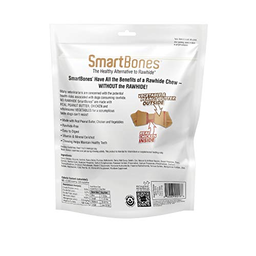 SmartBones Medium Bones With Real Peanut Butter Rawhide-Free Chews For Dogs, 4 Count