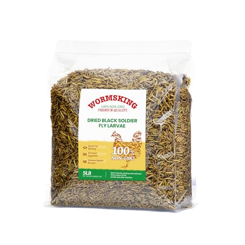 WORMSKING 5LB Dried Black Soldier Fly Larvae, More Calcium Than Dried Mealworms, High Protein Poultry Treats,Duck Food, BSFL