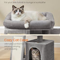 Feandrea Small Cat Tree, Cat Tower Condo, Scratching Ramp, Large Top Perch, Cave, 20.1 x 15.4 x 18.3 Inches, Dove Gray UPCT010GD02S