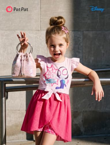 Disney Princess Frozen Elsa Minnie Mouse Stitch Toddler Girl Romper With Skirt Overlay Summer Jumpsuit with Bow 2-6 Years