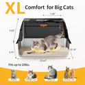 Extra Large Stainless Steel Litter Box with Lid, High Sided Enclosed Metal Cat Litter Pan, Dog Proof Front Entry Top Exit, Odor Control Easy Clean Leak Proof, Includes Scoop & Step, Black
