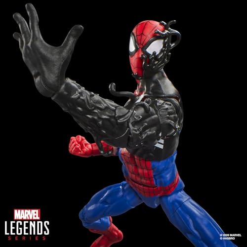 Marvel Legends Series Secret Wars Spider-Man (Alien Costume), Retro Comics Collectible 6 Inch Action Figure with Lenticular Shield