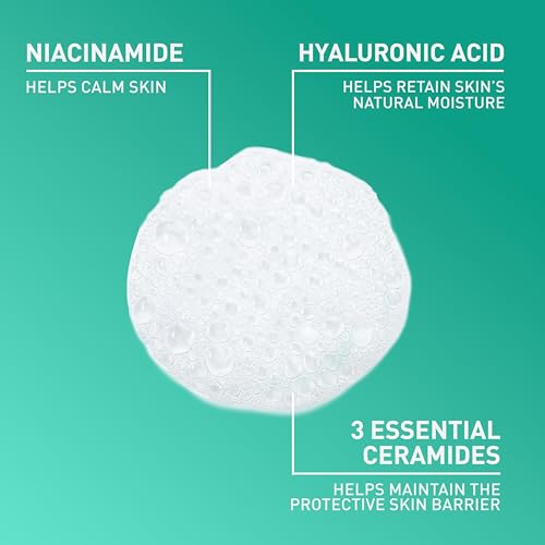 CeraVe Foaming Facial Cleanser, Daily Face Wash for Oily Skin, Hyaluronic Acid + Ceramides + Niacinamide, Fragrance Free & Paraben Free, Non-Drying Oil Control Face Wash, 19 Fluid Ounce