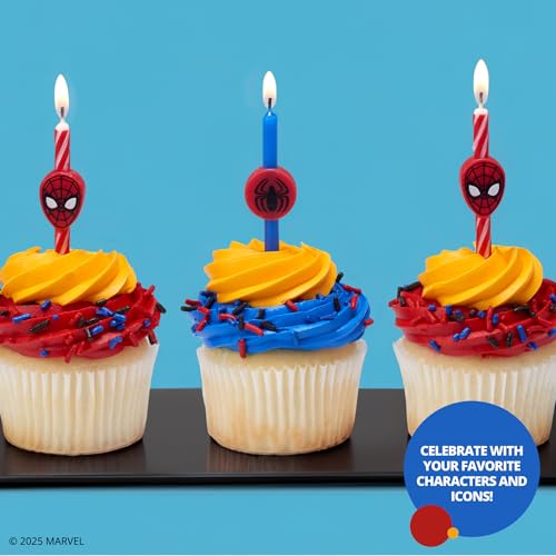 Marvel’s Spider-Man™ Birthday Cake Candles | 6 Birthday Candles for Cake Decorations, Red & Blue Candles, Cake Toppers for Spiderman Party