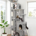 Globlazer Heavy Duty Cat Tree, 70 inch Sturdy Cat Tree for Indoor Cats Extra Large Cat Tower with Scratching Post, Hammock, Cat Condo for Adult Cats Kittens, F70 Pro, Light Grey