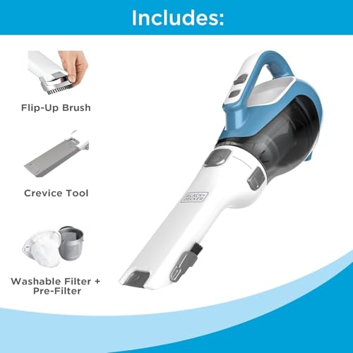 Black+Decker, Dustbuster AdvancedClean Handheld Vacuum Cordless, Compact Home and Car Vacuum with Crevice Tool, Rotating Nozzle and Charging Station