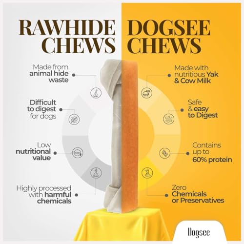 Dogsee Yak Cheese Himalayan Dog Chews 1lb (Medium - 6 Bars), 100% All Natural, 60% Protein, Dog Treats Medium Breed, Yak Chews Long Lasting for Aggressive Chewers, Raw Hide Free