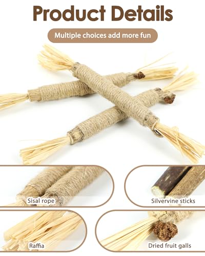 Tocirelo Silvervine Sticks Cat Toys - 6Pack Natural Cat Chew Toy Teeth Cleaning, Matatabi Dental Care Kitten Treat, Catnip Cat Teething Toys, Catmint Silver Vine Sticks for Bored Indoor Kitty