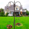 Deluxe Bird Feeding Station Kit With Multi Feeder Hanging Pole, Metal Suet Feeder, Bird Bath, Mesh Tray for Attracting Wild Birds and Planter Hanger (1 Pack)