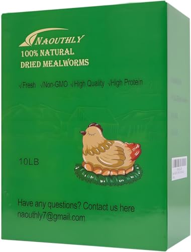 Bulk Dried Mealworms 10Lb Bag -Premium Non-GMO Dried Mealworms for Chicken, Nutritious High Protein - 100% Natural for Laying Hens, Birds, Ducks, Chicken Feed