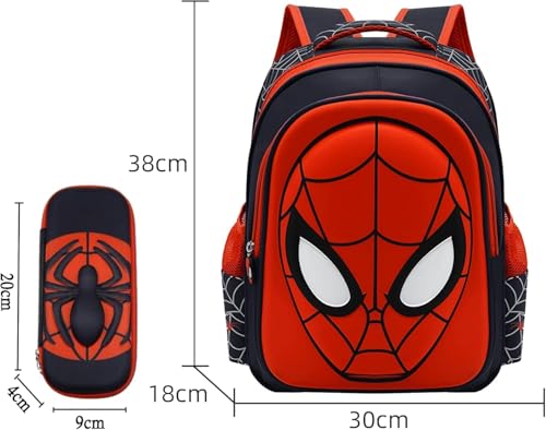 Cartoon Spider Schoolbag with Pencil Case - 3D, Waterproof, Large-Capacity for Primary School Boys (15in)