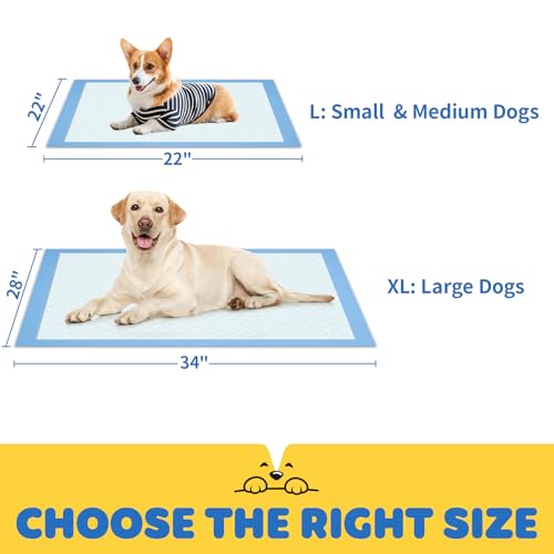 Powools Puppy Pads for Dogs, 34 x 28 in, 6-Layer, Leak-Proof, 100-Pack | X-Large Pee Pads for Dogs Potty Training, Quick-Dry Design, Wee Wee Pads for Dogs, Puppy Training Pads