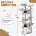 SHA CERLIN 81in Multi-Level Tall Cat Tree Tower for Indoor Kitties/Larger Cat Condo Furniture with Hammock/Cozy Pussycat Perches/Sisal Scratching Posts/Pet House/Wide Base/Grey