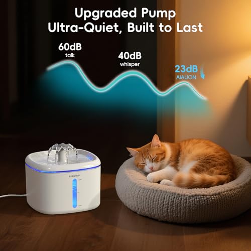 Cat Water Fountain,84oz/2.5L Pet Cat Fountain – Ultra Quiet Upgraded Automatic Pet Water Dispenser with 3 Replaceable Filters, Indoor Cat & Dog Drinking Bowl (Cat Fountain+3 Filters)