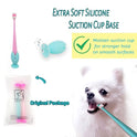 E.M&S.T by Emmeliestella Small Dog & Cat Toothbrush 360 Degree Soft Silicone, Cat Dental Care, Toothbrush Holder, Easy to Handle, Independent Packaging, Extra Suction Cup, Light Blue&Light Pink 3PCS