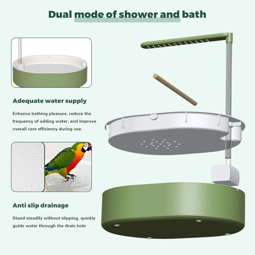 Parrot Bathtub Bird Automatic Bath Shower,Large Bird Shower Fountain Indoor Bathtub with Running Water, Contains USB and Pump,for Pet Birds, African Grey, Cockatiel, Conure, Budgie, Lovebird(Fashion)