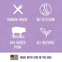 Full Moon Natural Cut Pork Jerky Healthy All Natural Dog Treats Human Grade Grain Free 10 oz
