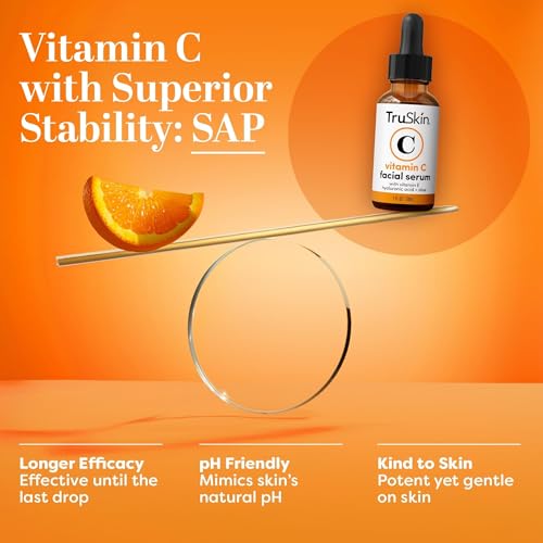 TruSkin Vitamin C Serum for Face - Anti Aging Face Serum with Hyaluronic Acid & Vitamin E - Brightening Formula for Improving Appearance of Dark Spots, Fine Lines & Wrinkles - All Skin Types, 1 fl oz