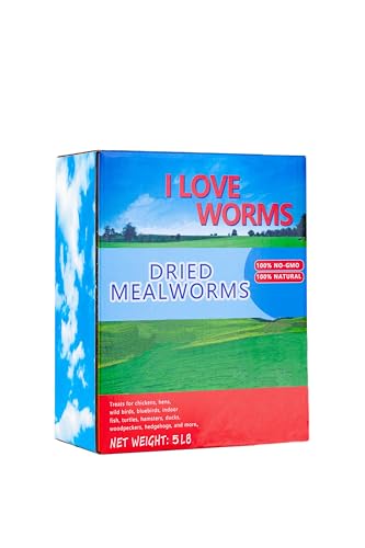 I LOVE WORMS Dried Mealworms (5lb), Wild Bird Food, High-Protein Mealworms for Bluebirds, Chickens, Ducks, Reptile, Tortoise, Amphibian, Lizard