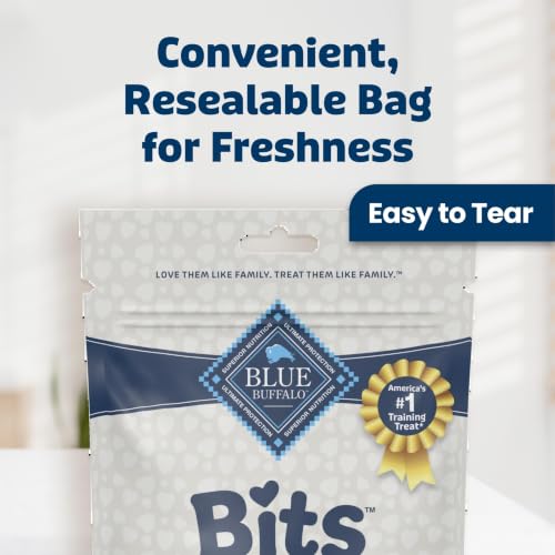 Blue Buffalo Bits Chicken Soft & Chewy Dog Treats, Bite-Sized for Training, Made with Real Chicken & Enhanced with DHA, Heart-Shaped Dog Treats, Made in the USA with Natural Ingredients, 19 oz.