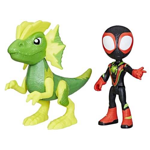 Spidey and his Amazing Friends Marvel Dino-Webs, Miles Spin Morales & Marvel's Electrosaurus Action Figures, Super Hero Toys for Kids Ages 3 and Up
