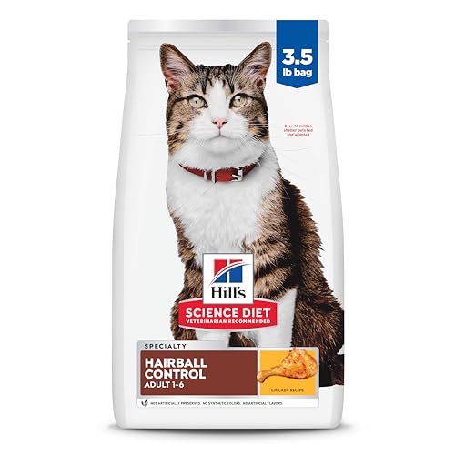 Hill's Science Diet Adult 1-6 Hairball Control Dry Cat Food, Chicken, 3.5 lb. Bag